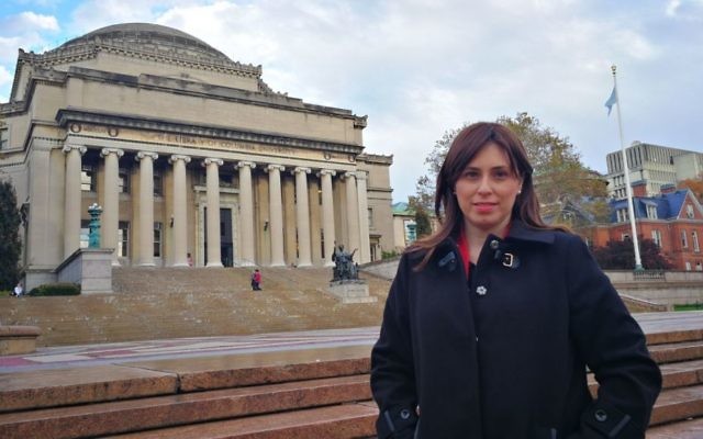Tzipi Hotovely à l'université de Columbia à New York le 2 novembre 2017 (Crédit : Autorisation) Tzipi Hotovely à l'université de Columbia à New York le 2 novembre 2017 (Crédit : Autorisation)