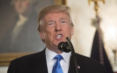Le président américain Donald Trump lors de sa déclaration sur Jérusalem depuis la salle de réception diplomatique de la Maison-Blanche à Washington le 6 décembre 2017 (AFP PHOTO / SAUL LOEB)