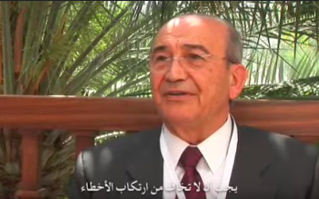 L'homme d'affaires palestinien Sabih al-Masri lors d'une interview, le 27 juin 2010 (Capture d'écran : YouTube via Wambda) L'homme d'affaires palestinien Sabih al-Masri lors d'une interview, le 27 juin 2010 (Capture d'écran : YouTube via Wambda)