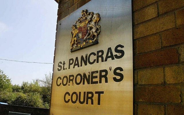 Une photo du tribunal du coroner de St. Pancras à Londres (Crédit : Carl de Souza / AFP / Getty Images) Une photo du tribunal du coroner de St. Pancras à Londres (Crédit : Carl de Souza / AFP / Getty Images)