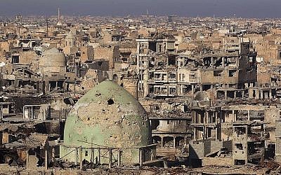 Une vue générale montre la vieille ville de Mossoul, le 8 janvier 2018 (Crédit : AFP PHOTO / AHMAD AL-RUBAYE)