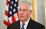 Le secrétaire d'Etat américain Rex Tillerson s'exprime lors d'une conférence de presse conjointe avec le ministre britannique des Affaires étrangères, Boris Johnson, à Londres, le 22 janvier 2018 (Photo AFP / Pool / Toby Melville)