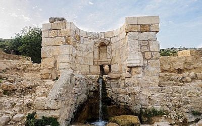 Une structure découverte sur le site d'Ein Hanya, près de Jérusalem, et révélée au public le mercredi 31 janvier 2018 (Crédit : Assaf Peretz / Israel Antiquities Authority)