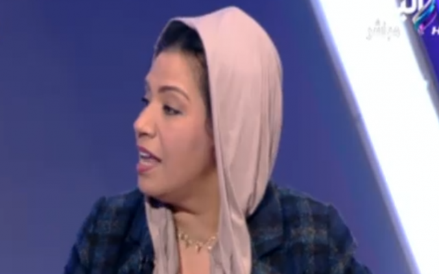 La députée égyptienne Nawshi al-Dabi, à la télévision égyptienne, le 3 janvier 2018. (Crédit : capture d'écran MEMRI) La députée égyptienne Nawshi al-Dabi, à la télévision égyptienne, le 3 janvier 2018. (Crédit : capture d'écran MEMRI)