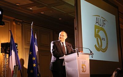 Ariel Goldmann au gala du cinquantenaire de l'AUJF, à Paris, le 15 février 2018. (Crédit : Ludovic Boulnois autorisation AUJF)