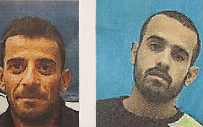 Muhammad Ali Ibrahim al-Askara (R) et Awad Mahmoud al-Asakra (R), deux suspects d'une cellule terroriste palestinienne liée au Jihad islamique qui complotait l'assassinat du ministre de la Défense Avigdor Liberman. (Courtesy Shin Bet)