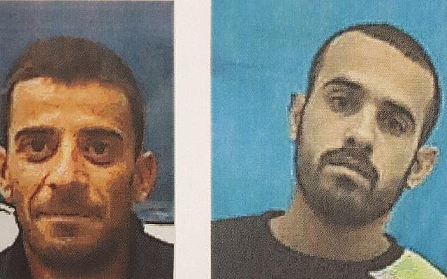 Muhammad Ali Ibrahim al-Askara (R) et Awad Mahmoud al-Asakra (R), deux suspects d'une cellule terroriste palestinienne liée au Jihad islamique qui complotait l'assassinat du ministre de la Défense Avigdor Liberman. (Courtesy Shin Bet) Muhammad Ali Ibrahim al-Askara (R) et Awad Mahmoud al-Asakra (R), deux suspects d'une cellule terroriste palestinienne liée au Jihad islamique qui complotait l'assassinat du ministre de la Défense Avigdor Liberman. (Courtesy Shin Bet)