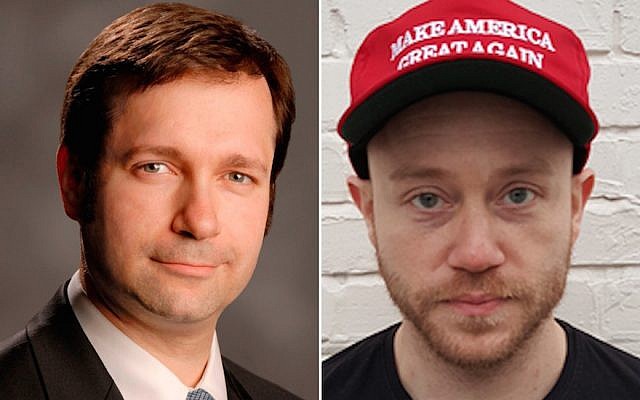 Jay Wolman, à gauche, défend Andrew Anglin, à droite, fondateur du site antisémite Daily Stormer. (Groupe juridique Randazza/Wikimedia Commons via JTA) Jay Wolman, à gauche, défend Andrew Anglin, à droite, fondateur du site antisémite Daily Stormer. (Groupe juridique Randazza/Wikimedia Commons via JTA)