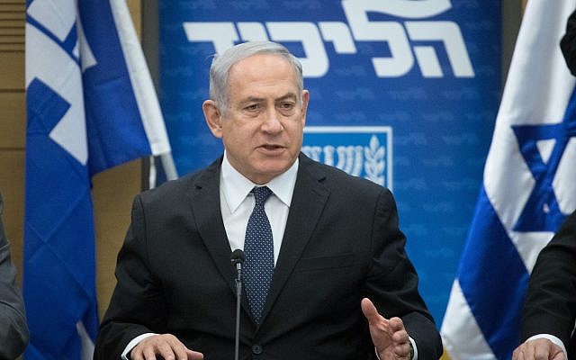 Le Premier ministre Benjamin Netanyahu dirige une réunion de sa faction du Likoud à la Knesset, le 5 février 2018 (Miriam Alster / Flash90)