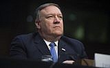 Mike Pompeo, directeur de la CIA, témoigne des menaces qui pèsent sur le monde entier lors d'une audience de la commission sénatoriale du renseignement au Capitole à Washington, DC, le 13 février 2018. (Crédit : AFP / SAUL LOEB)