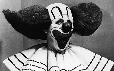 Frank Avruch dans le rôle de Bozo the Clown, vers 1965. (Crédit : Hulton Archive/Getty Images via JTA)