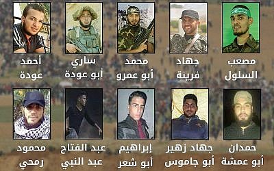 Les victimes des violences du 30 mars sur la frontière entre Israël et Gaza identifiées par l'armée israélienne comme étant des membres de groupes terroristes (Crédit : Armée israélienne)