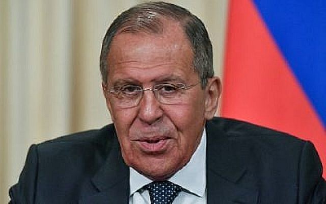 Le ministre des Affaires étrangères russe Sergei Lavrov durant une conférence de presse avec son homologue allemand, à Moscou, le 10 mai 2018. (Crédit : AFP / Yuri KADOBNOV) Le ministre des Affaires étrangères russe Sergei Lavrov durant une conférence de presse avec son homologue allemand, à Moscou, le 10 mai 2018. (Crédit : AFP / Yuri KADOBNOV)