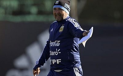 L'entraîneur de l'équipe argentine de football Jorge Sampaoli, à Buenos Aires le 24 mai 2018. (Crédit : AFP PHOTO / JUAN MABROMATA)