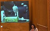 Le ministre des Affaires étrangères de l'Autorité palestinienne Riyad al-Malki s'exprime au Caire dans une allocution télévisée devant la Ligue arabe le 17 mai 2018. (Capture d'écran : YouTube)