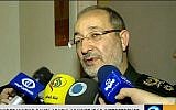 Le général Masoud Jazayeri, porte-parole  des forces armées iraniennes, lors d'une interview accordée à la chaîne d'état Press TV au mois de juin 2016 (Capture d'écran :  YouTube)