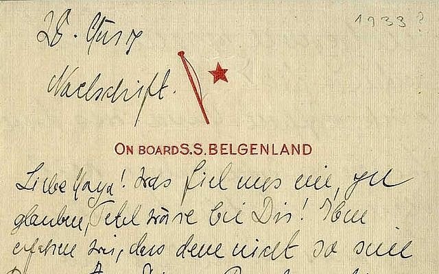 Une lettre écrite par Albert et Elsa Einstein à sa soeur Maja Winteler-Einstein le 28 mars 1933. (Crédit : Nate D. Sanders Auctions)