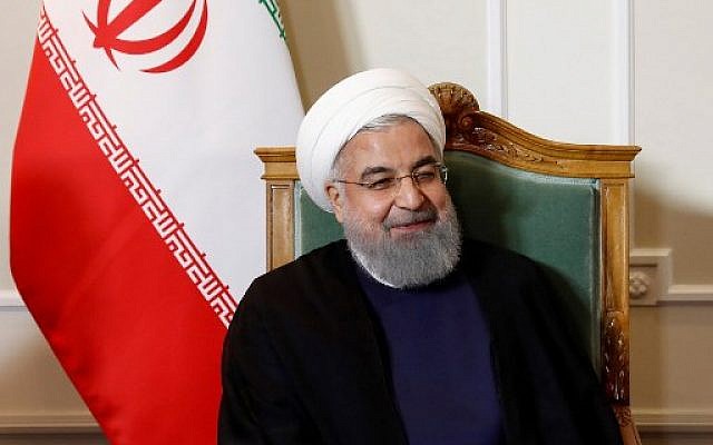 Le président iranien Hassan Rouhani, à Bern, le 2 juillet 2018. (Crédit : AFP / POOL / PETER KLAUNZER) Le président iranien Hassan Rouhani, à Bern, le 2 juillet 2018. (Crédit : AFP / POOL / PETER KLAUNZER)