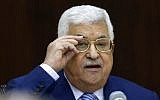 Le président de l'Autorité palestinienne Mahmoud Abbas préside une rencontre du comité exécutif de l'OLP (Organisation de libération de la Palestine) au siège de l'Autorité palestinienne dans la ville de Ramallah, en Cisjordanie, le 28 juillet 2018. (Crédit : ABBAS MOMANI/AFP)