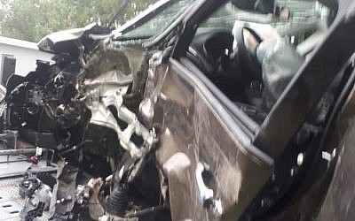 la scène d'un accirdent de voiture dans les Alpes française, le 1er août 2018 . (Crédit : ZAKA)