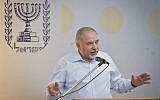 Le ministre de la Défense Avigdor Liberman prend la parole lors d'une conférence de presse le 19 juillet 2018. (Flash90)