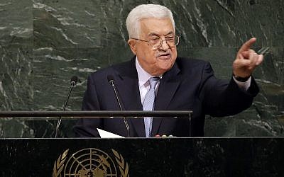 Le président de l'Autorité palestinienne Mahmoud Abbas prend la parole lors de l'Assemblée générale des Nations unies, à New York, le 20 septembre 2017. (AP / Seth Wenig)