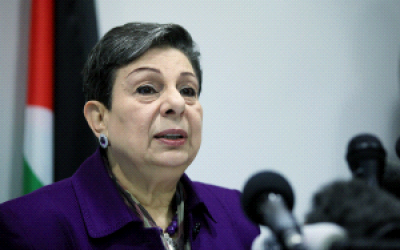 Hanan Ashrawi, membre du Comité exécutif de l'OLP, lors d'une conférence de presse le 24 février 2015 à Ramallah. (WAFA)