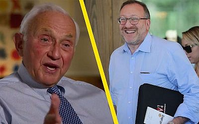 Le changement de positionnement vis à vis du parti républicain de Les Wexner, à gauche, et de Seth Klarman avant les élections de la mi-mandat est considéré comme très significatif (Crédit :  JTA Collage/Getty Images)
