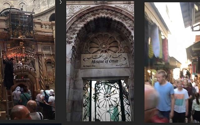 Images des vidéos Instagram du célèbre chef cuisinier Gordon Ramsay lors de sa visite dans la Vieille Ville de Jérusalem, le 20 septembre 2018. (Capture d'écran : Instagram)