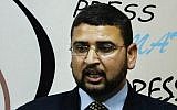 Sami Abu Zuhri, porte-parole du Hamas. (Crédit : Hatem Moussa/AP)
