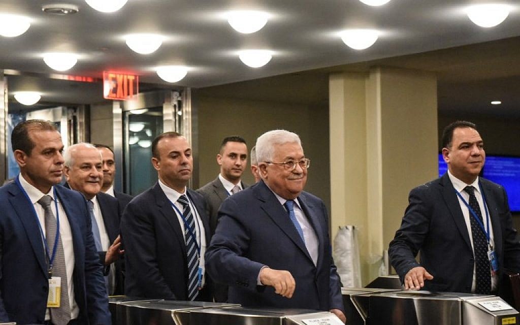 Le dirigeant de l'Autorité palestinienne, Mahmoud Abbas, arrive aux Nations unies, le 25 septembre 2018 à New York. (Stephanie Keith / Getty Images / AFP)