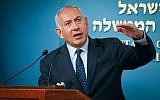 Le Premier ministre Benjamin Netanyahu durant une conférence de presse à la résidence du Premier ministre à Jérusalem, le 9 octobre 2018. (Crédit ! Yonatan Sindel/Flash90)
