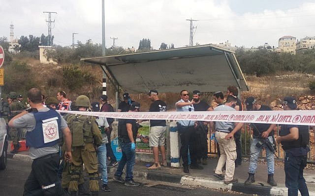 Le lieu où s'est déroulée une tentative d'attaque au couteau à Gitai Junction, Cisjordanie, le 15 octobre 2018 (Conseil régional de Samarie)