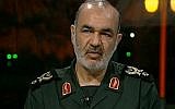 Hossein Salami, commandant des Gardiens de la révolution iraniens. (Crédit : capture d'écran YouTube)