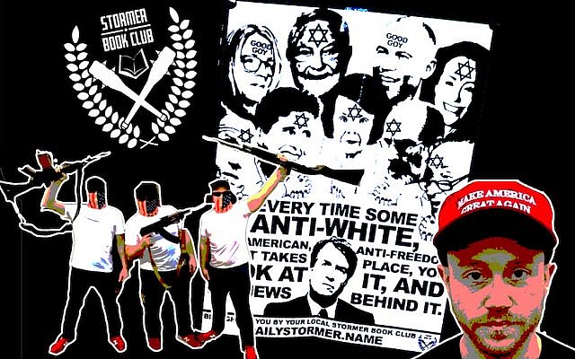 Les clubs de lecture du Stormer ont revendiqué les prospectus antisémites qui sont apparus dans tout le pays, la semaine dernière (Crédit : Anti-Defamation League/JTA Collage) Les clubs de lecture du Stormer ont revendiqué les prospectus antisémites qui sont apparus dans tout le pays, la semaine dernière (Crédit : Anti-Defamation League/JTA Collage)