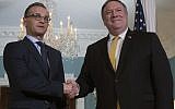 Le Secrétaire d'État américain Mike Pompeo (à droite) serre la main du Ministre des Affaires étrangères allemand Heiko Maas au Département d'État à Washington D.C le 3 octobre 2018 (AFP PHOTO, Jim Watson)