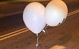 Un ballon incendiaire présumé découvert à Modiin, le 1er octobre 2018 (Crédit : Unité du porte-parole de la police)