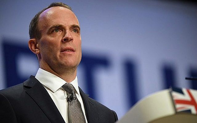 Dominic Raab, le 1er octobre 2018. (Crédit : Paul ELLIS/AFP)