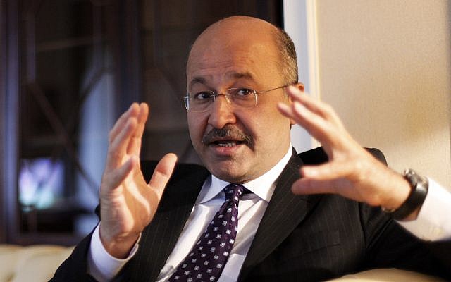 Barham Saleh, le 29 mars 2010. (Crédit :. (AP Photo/Hadi Mizban)