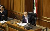 Le président du Parlement libanais, Nabih Berri, prend la parole lors d'une session parlementaire à Beyrouth, la capitale, le 31 octobre 2016. (AFP Photo/Pool/Joseph Eid)