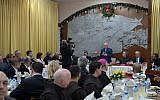 Le Président de l'Autorité palestinienne, Mahmoud Abbas, lors d'un dîner de réveillon de Noël à Bethléem, le 24 décembre 2018. (Wafa)