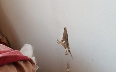 Une maison dans le sud d'Israël a été touchée par des balles qui ont été tirées, apparemment accidentellement, depuis l'Égypte, le 20 décembre 2018. (Crédit : Dixième chaîne/Twitter)