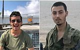Une photo montage montre le sergent Yosef Cohen (G) et le sergent d'état-major Yovel Mor Yosef de la Brigade Kfir de l'Armée israélienne. Les deux jeunes hommes ont été tués le 13 décembre 2018 lors d'un attentat terroriste à l'extérieur de l'avant-poste de Givat Assaf, dans le centre de la Cisjordanie. (Armée israélienne)