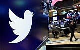 Le logo de Twitter est affiché au-dessus d'un comptoir commercial à la Bourse de New York, le 8 février 2018. (AP Photo/Richard Drew, Dossier)