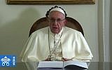 Le pape François se dit heureux, dans une vidéo diffusée jeudi, "d'écrire une nouvelle page dans l'histoire des relations entre les religions" en allant du 3 au 5 février aux Emirats arabes unis. (Crédit : AFPTV)