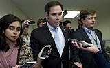 Le sénateur Marco Rubio, républicain de Floride, au capitole, le 21 décembre 2018 (Crédit : AP Photo/Jose Luis Magana)