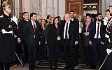 Le président Reuven Rivlin lors d'un événement célébrant avec la communauté juive française le 70ème anniversaire d'Israël à la Mairie de Paris, en France, le 24 janvier 2019 (Crédit : Haim Zach/GPO)