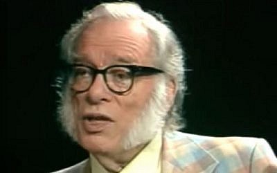 Le scientifique et auteur de science-fiction célèbre Isaac Asimov lors d'une interview télévisée en 1988. (Crédit : capture d'écran YouTube)