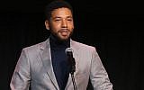 Jussie Smollett s'exprime lors d'un événement du Fonds de protection de l'enfance de Californie au centre culturel Skirball, le 6 décembre 2018 à Los Angeles. (Crédit : Gabriel Olsen/Getty Images/via JTA)