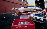 A titre d'illustration : Un agneau abattu rituellement et livré à une boucherie halal à La Haye, Pays-Bas, le 13 décembre 2011. (AP Photo/Peter Dejong)